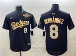 Los Angeles Dodgers #8 Enrique Hern¨¢ndez Black Gold 2025 World Series Limited Stitched Jersey