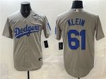 Los Angeles Dodgers #61 Will Klein Gray 2025 World Series Patch Cool Base Stitched Jersey