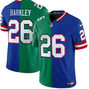 Philadelphia Eagles x Giants #26 Saquon Barkley Green Royal Split F.U.S.E. Vapor Untouchable Limited Stitched Jersey