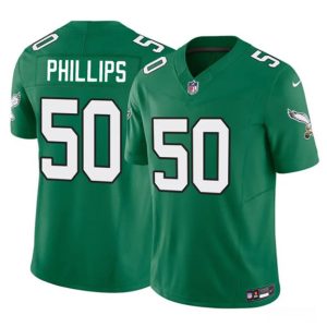 Philadelphia Eagles #50 Jaelan Phillips Kelly Green 2025 F.U.S.E. Vapor Untouchable Limited Throwback Stitched Jersey