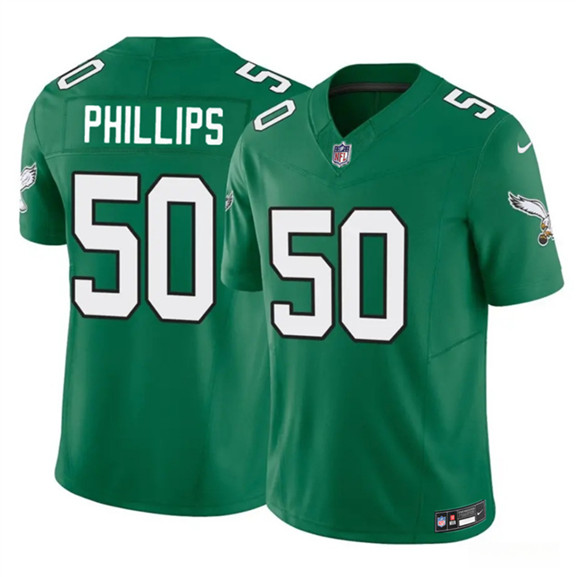 Philadelphia Eagles #50 Jaelan Phillips Kelly Green 2025 F.U.S.E. Vapor Untouchable Limited Throwback Stitched Jersey