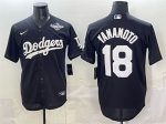 Los Angeles Dodgers #18 Yoshinobu Yamamoto Black 2025 World Series Patch Cool Base Stitched Jersey