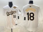 Los Angeles Dodgers #18 Yoshinobu Yamamoto White Gold 2025 World Series Patch Limited Stitched Jersey