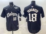 Los Angeles Dodgers #18 Yoshinobu Yamamoto Black 2025 LA Gothic Style With 2025 World Series Patch Vapor Premier Limited Stitched Jersey