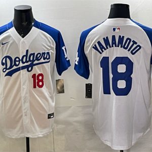 Los Angeles Dodgers #18 Yoshinobu Yamamoto White Royal 2025 World Series Champions Patch Limited Stitched Jersey