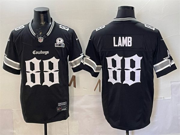 Dallas Cowboys #88 CeeDee Lamb Black 2025 F.U.S.E. 'Gothic Lone Star Edition' With Established In 1960 Patch Vapor Limited Stitched Jersey