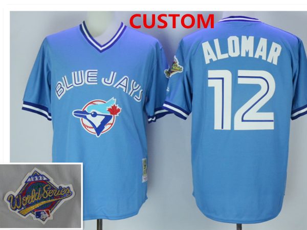 Toronto Blue Jays retired player Custom 1993 blue pullov Throwback jersey
