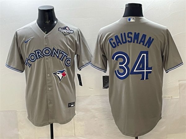 Toronto Blue Jays #34 Kevin Gausman Gray 2025 World Series Cool Base Stitched Jersey