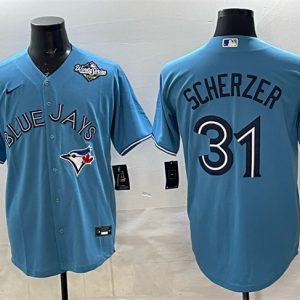 Toronto Blue Jays #31 Max Scherzer Blue 2025 World Series Cool Base Stitched Jersey