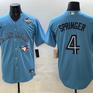 Toronto Blue Jays #4 George Springer Blue 2025 World Series Cool Base Stitched Jersey