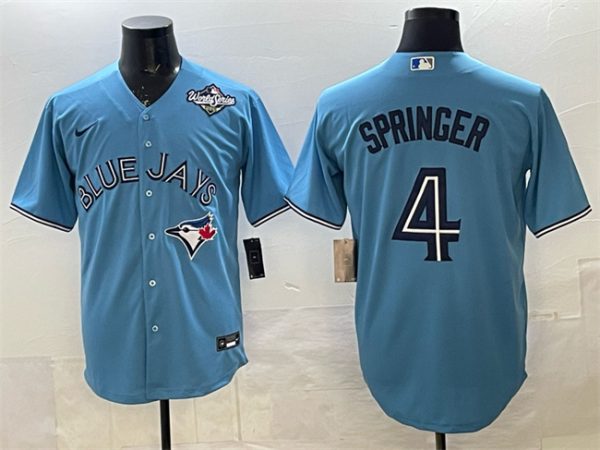 Toronto Blue Jays #4 George Springer Blue 2025 World Series Cool Base Stitched Jersey