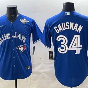Toronto Blue Jays #34 Kevin Gausman Royal 2025 World Series Cool Base Stitched Jersey