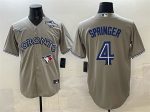 Toronto Blue Jays #4 George Springer Gray 2025 World Series Cool Base Stitched Jersey