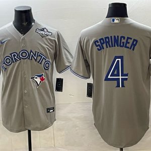 Toronto Blue Jays #4 George Springer Gray 2025 World Series Cool Base Stitched Jersey