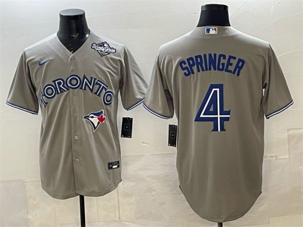Toronto Blue Jays #4 George Springer Gray 2025 World Series Cool Base Stitched Jersey