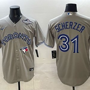 Toronto Blue Jays #31 Max Scherzer Gray 2025 World Series Cool Base Stitched Jersey