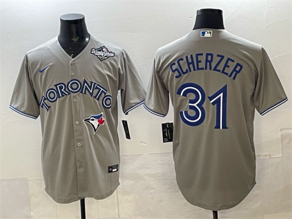 Toronto Blue Jays #31 Max Scherzer Gray 2025 World Series Cool Base Stitched Jersey