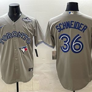 Toronto Blue Jays #36 Davis Schneider Gray 2025 World Series Cool Base Stitched Jersey