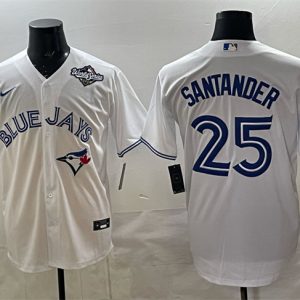 Toronto Blue Jays #25 Anthony Santander White 2025 World Series Home Cool Base Stitched Jersey
