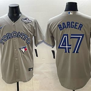 Toronto Blue Jays #47 Addison Barger Gray 2025 World Series Cool Base Stitched Jersey