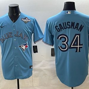 Toronto Blue Jays #34 Kevin Gausman Blue 2025 World Series Cool Base Stitched Jersey