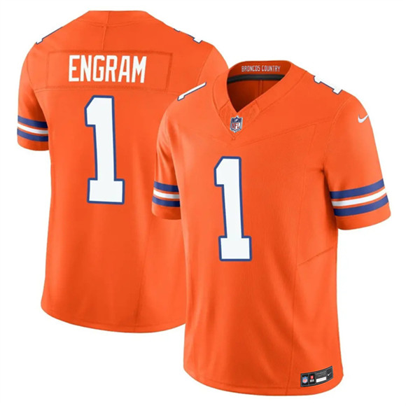 Denver Broncos #1 Evan Engram Orange F.U.S.E. Mile High Collection 1977 Throwback Vapor Limited Stitched Jersey