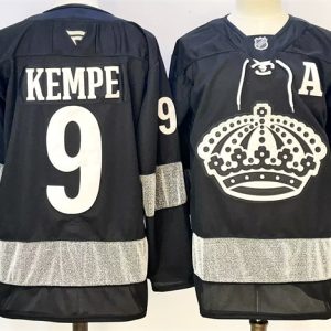 Los Angeles Kings #9 Adrian Kempe Black With A Patch Alternate Stitched Jersey