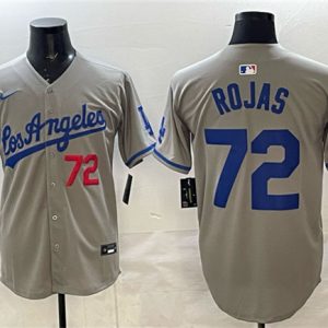 Los Angeles Dodgers #72 Miguel Rojas Gray 2025 World Series Champions Patch Limited Stitched Jersey