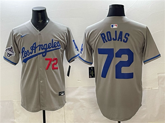Los Angeles Dodgers #72 Miguel Rojas Gray 2025 World Series Champions Patch Limited Stitched Jersey