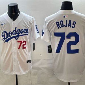 Los Angeles Dodgers #72 Miguel Rojas White 2025 World Series Champions Patch Limited Stitched Jersey