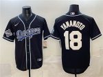 Los Angeles Dodgers #18 Yoshinobu Yamamoto Black 2025 World Series Champions Patch Cool Base Stitched Jersey