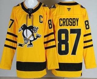 Pittsburgh Penguins #87 Sidney Crosby Yellow Alternate Authentic Jersey