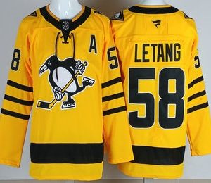 Pittsburgh Penguins #58 Kris Letang Yellow Alternate Authentic Jersey