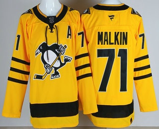 Pittsburgh Penguins #71 Evgeni Malkin Yellow Alternate Authentic Jersey