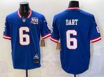 New York Giants #6 Jaxson Dart Royal 2025 Draft F.U.S.E. 100th Season State Patch Vapor Limited Stitched Jersey