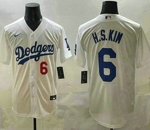 Los Angeles Dodgers #6 Hyeseong Kim White Cool Base Jersey