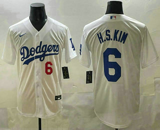 Los Angeles Dodgers #6 Hyeseong Kim White Cool Base Jersey