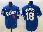 Los Angeles Dodgers #18 Yoshinobu Yamamoto Royal 2025 World Series Champions Patch Limited Stitched Jersey