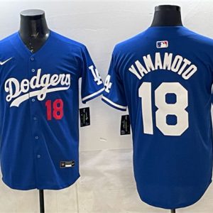 Los Angeles Dodgers #18 Yoshinobu Yamamoto Royal 2025 World Series Champions Patch Limited Stitched Jersey
