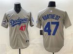 Los Angeles Dodgers #47 Ben Rortvedt Gray 2025 World Series Champions Patch Limited Stitched Jersey