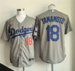 Los Angeles Dodgers #18 Yoshinobu Yamamoto Gray Cool Base Stitched Jersey