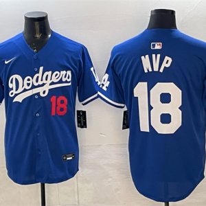 Los Angeles Dodgers #18 MVP Royal 2025 World Series Champions Patch Limited Stitched Jersey