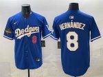 Los Angeles Dodgers #8 Enrique Hern¨¢ndez Royal 2025 World Series Champions Patch Limited Stitched Jersey
