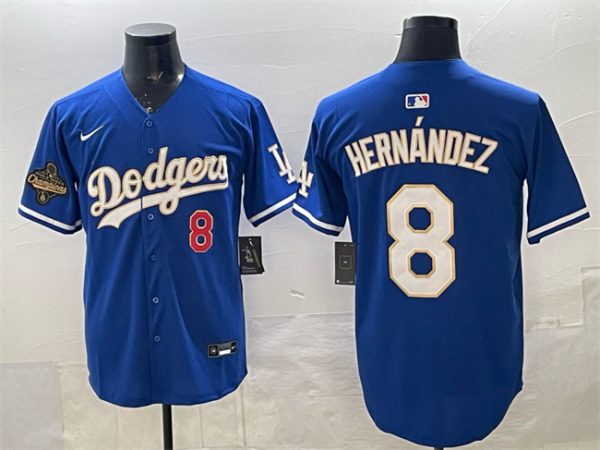 Los Angeles Dodgers #8 Enrique Hern¨¢ndez Royal 2025 World Series Champions Patch Limited Stitched Jersey