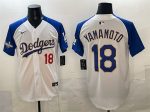 Los Angeles Dodgers #18 Yoshinobu Yamamoto White Royal 2025 World Series Patch Limited Stitched Jersey