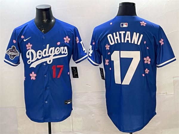 Los Angeles Dodgers #17 Shohei Ohtani Royal 2025 World Series Champions Patch Tokyo Series Limited Stitched Jersey