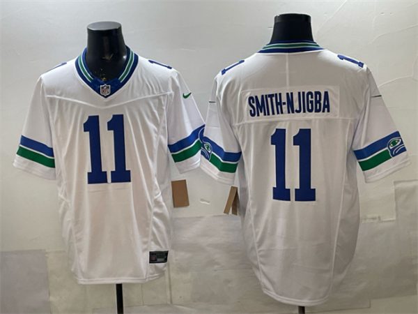 Seattle Seahawks #11 Jaxon Smith-Njigba White F.U.S.E. Vapor Throwback Limited Stitched Jersey