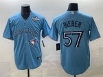 Toronto Blue Jays #57 Shane Bieber Blue 2025 World Series Cool Base Stitched Jersey