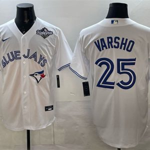 Toronto Blue Jays #25 Daulton Varsho White 2025 World Series Home Cool Base Stitched Jersey