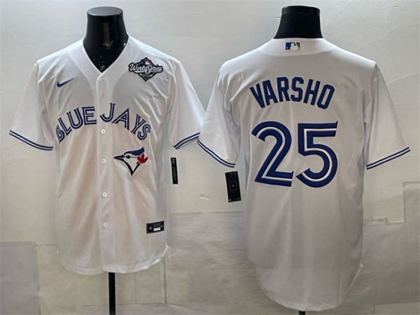 Toronto Blue Jays #25 Daulton Varsho White 2025 World Series Home Cool Base Stitched Jersey